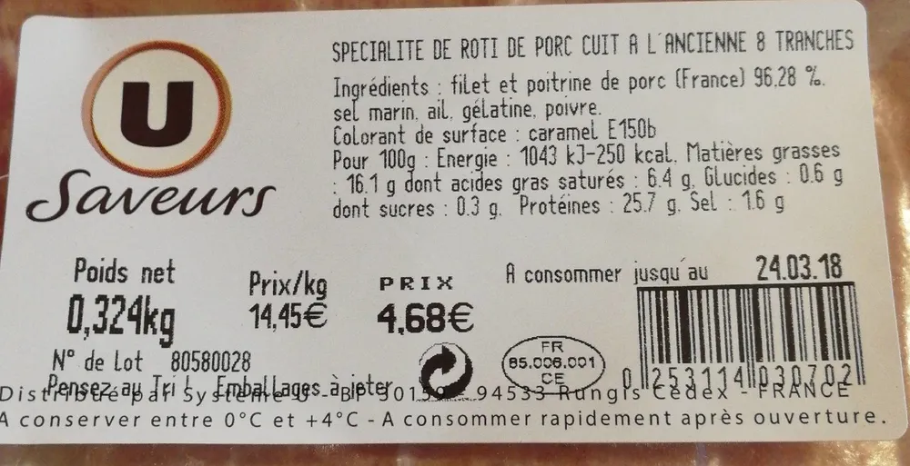 Spécialité de rôti de porc cuit a l'ancienne