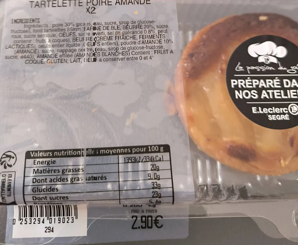 Tartelette poire amande