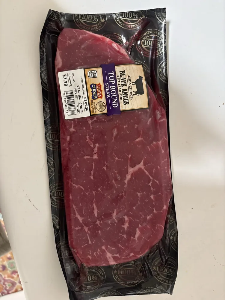 black angus beef top round steak