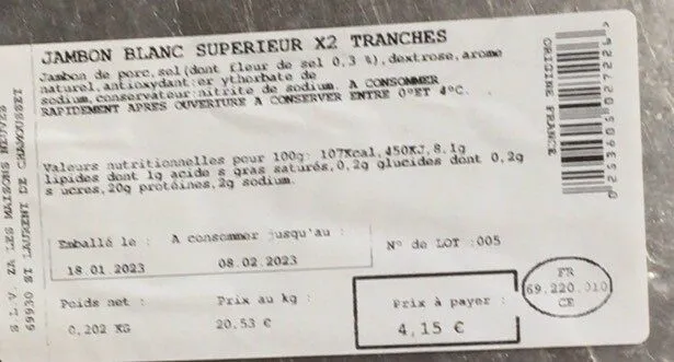 Jambon blanc superieur
