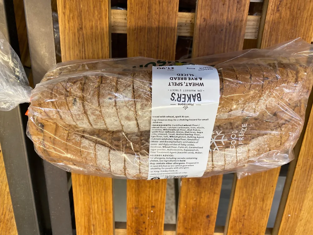Wheat, spelt &rhye bread sliced