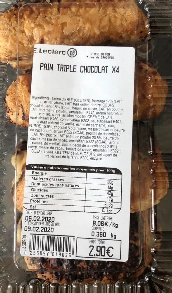 Pain triple chocolat