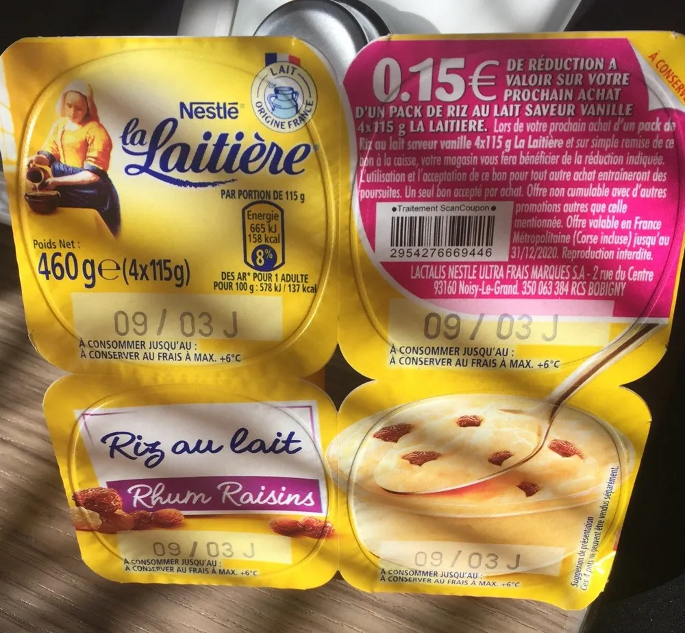 Riz au lait- Rhum Raisins