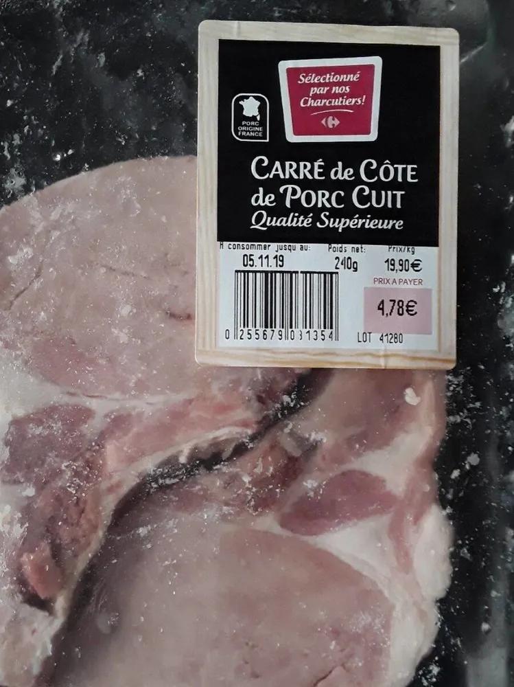 Carrė de côtes de porc cuit