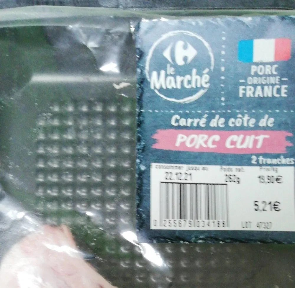 Carré côte porc cuit