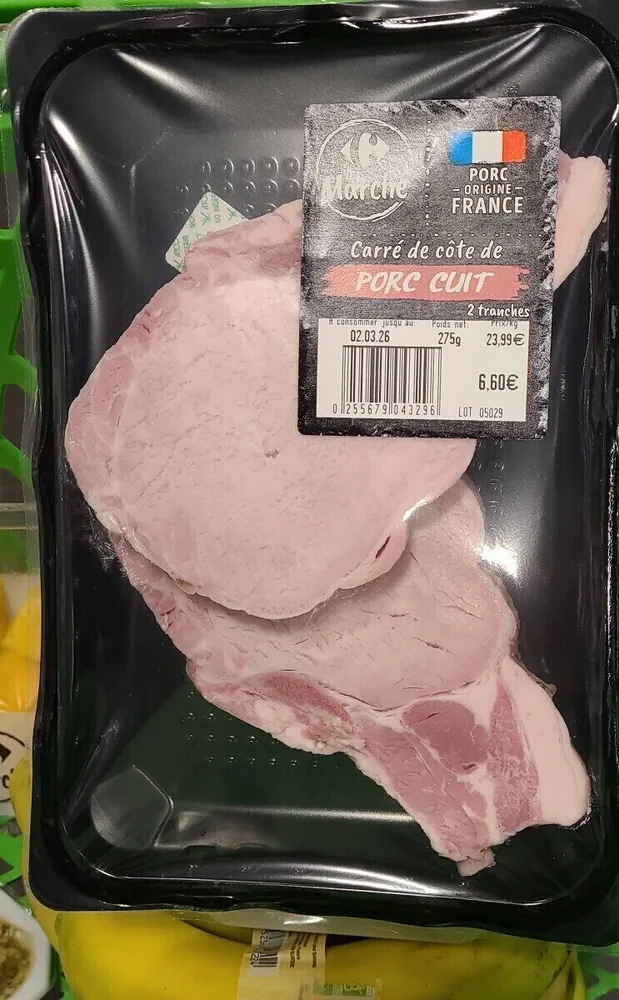 Carré de côté de porc cuit  le marché carrefour