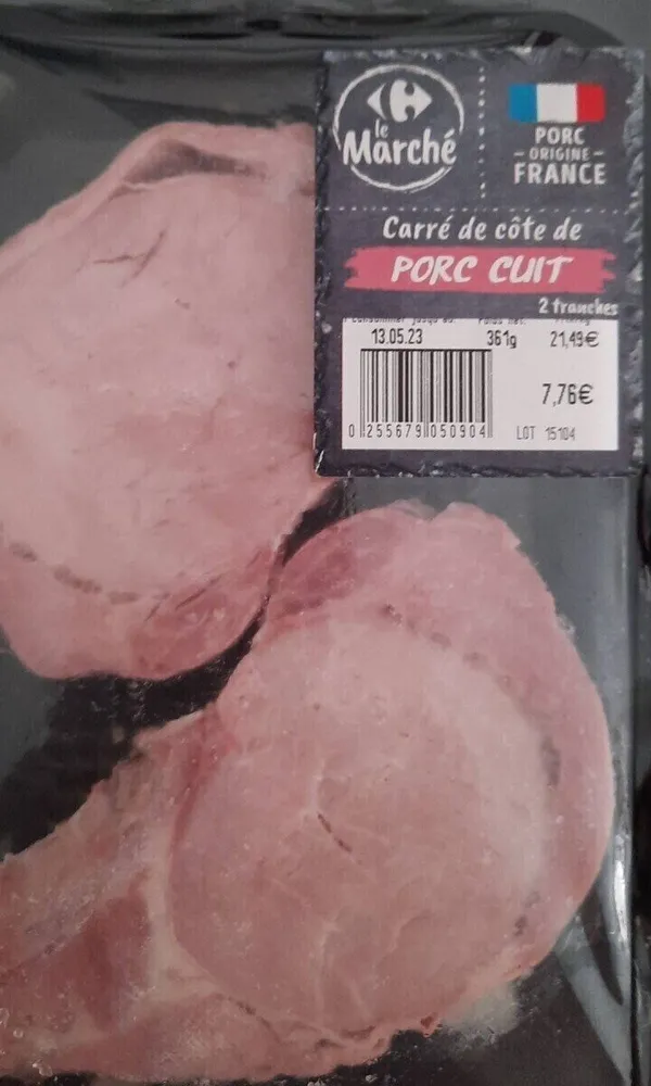 Carré de côté de porc cuit