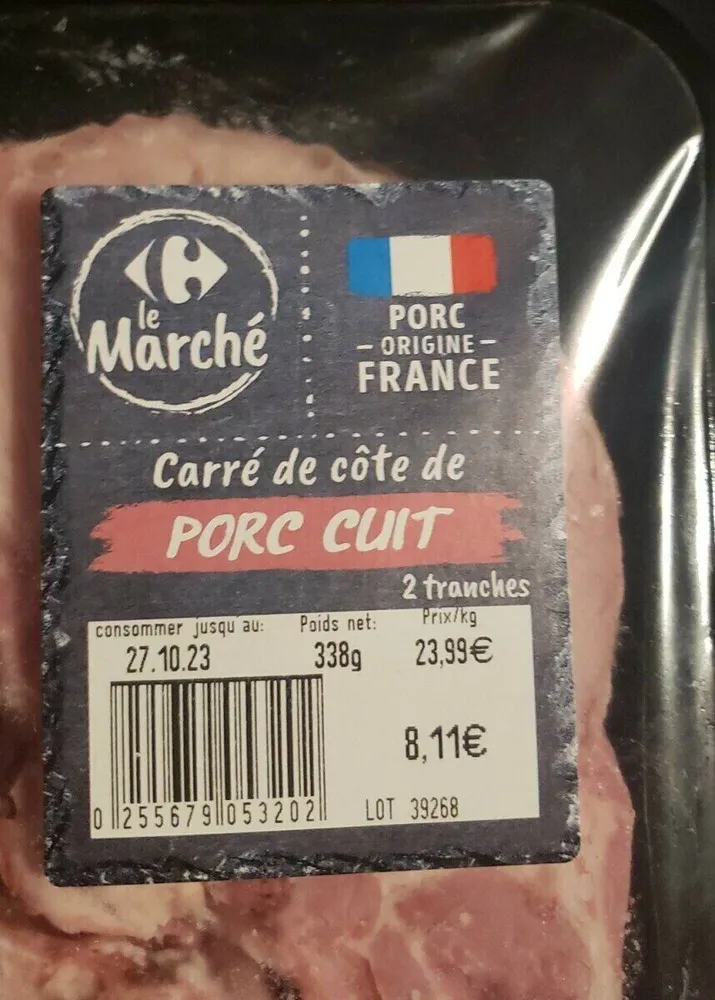 Carré de côte de Porc cuit