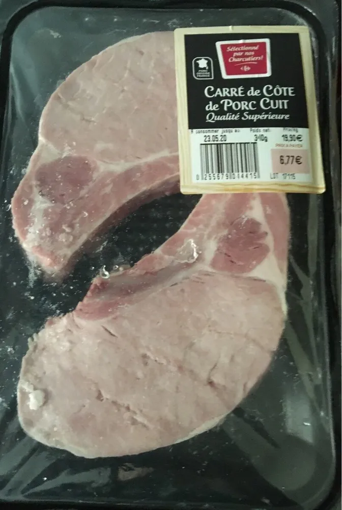 Carré de côte de porc cuit