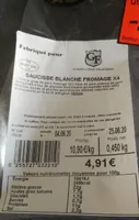 Saucisse blanche fromage