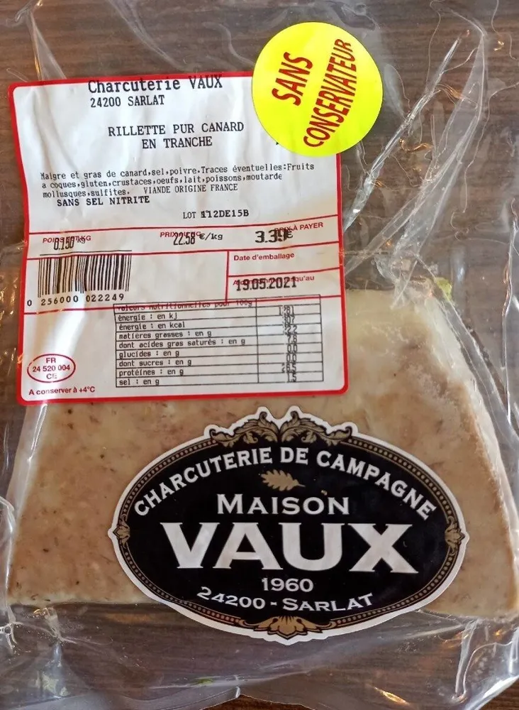 Rillette pur canard en tranche