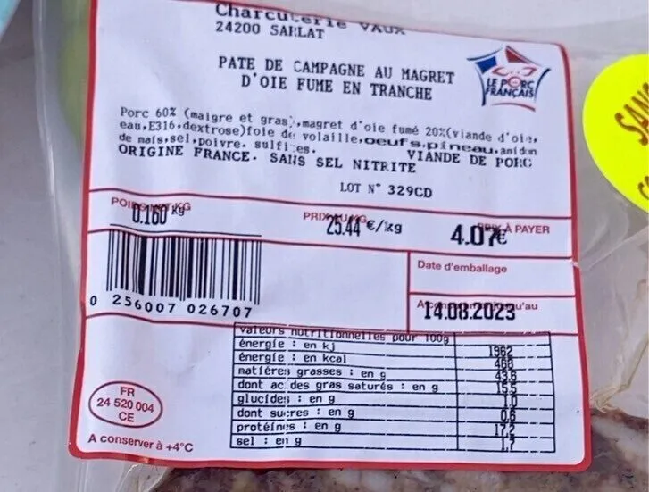 Pâté de campagne au magret d’oie fumé en tranche