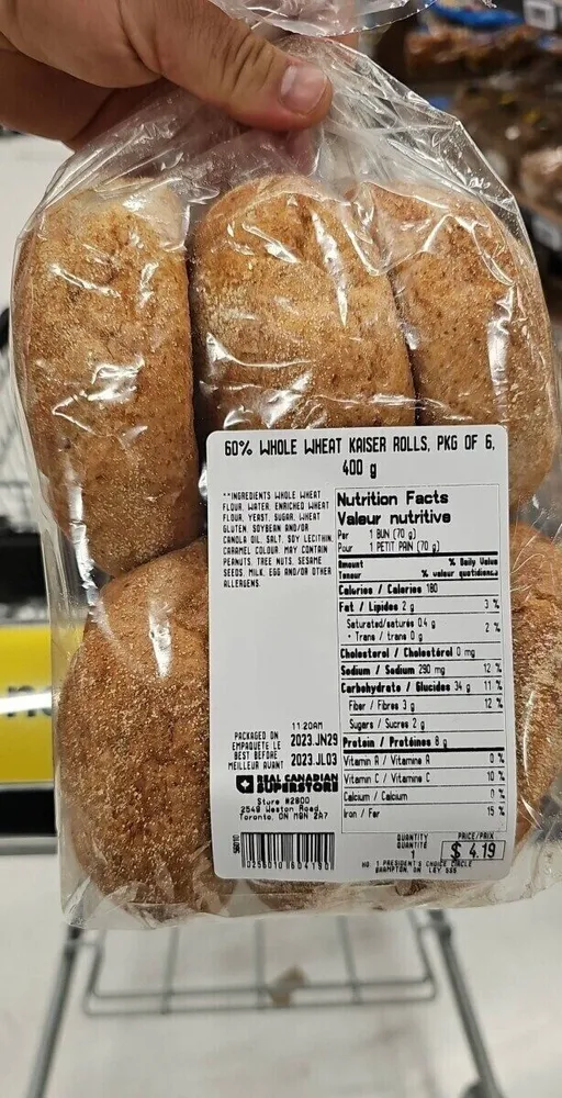 70% whole wheat Kaiser rolls 6item