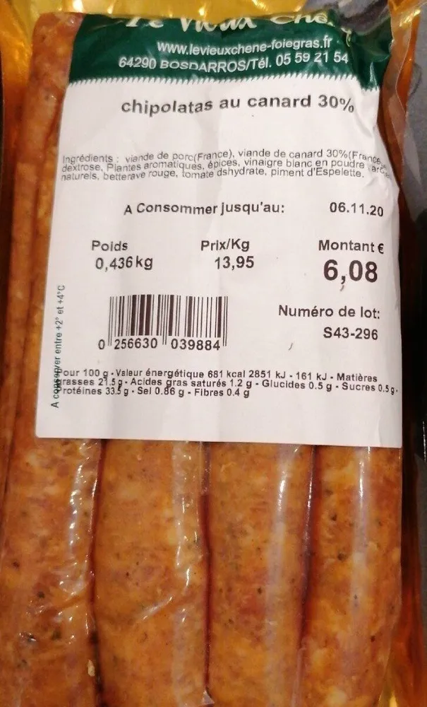 Chipolatas au canard 30%