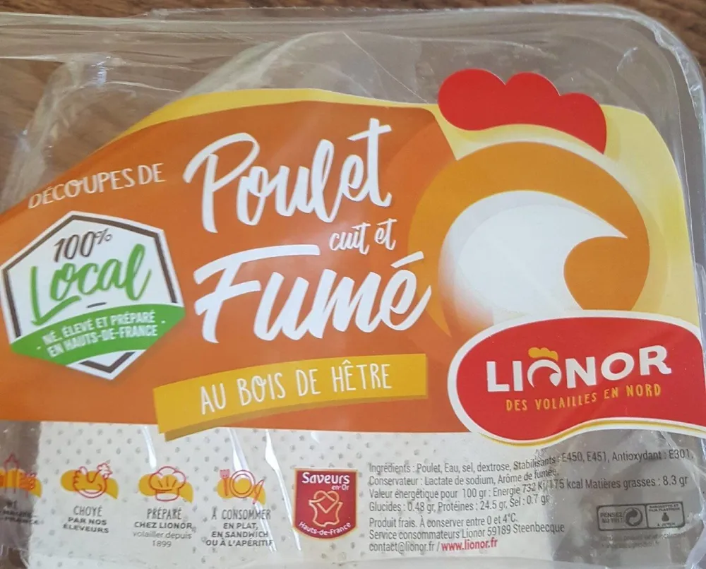 Poulet cuit et fumé au bois de hêtre