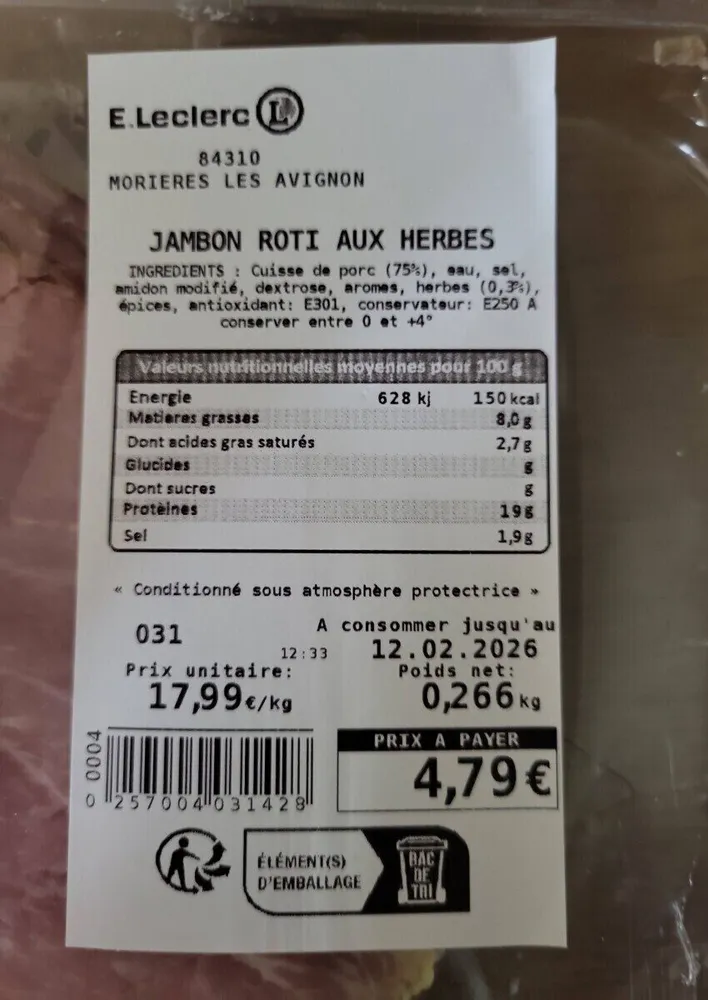 Jambon roti aux herbes