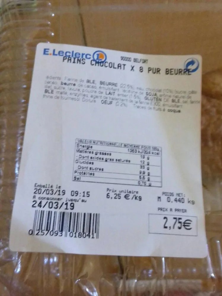Pains chocolat pur beurre