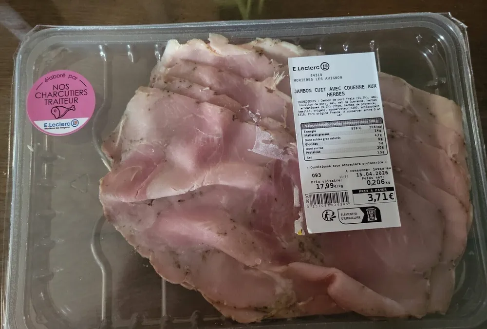Jambon cuit avec couenne aux herbes