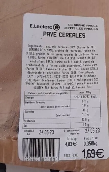 Pavé céréales.  E.Leclerc
