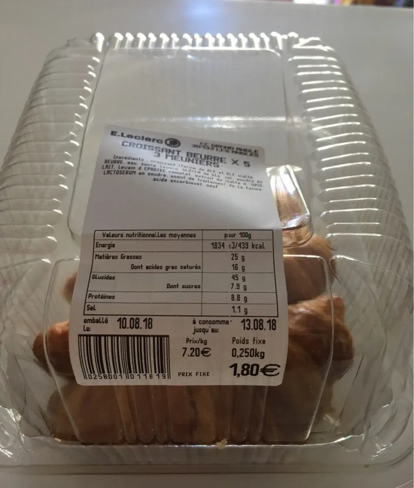 Croissants beurre x 5 3 meuniers