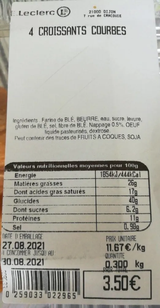 Croissants courbes