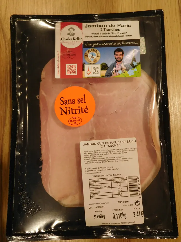 Jambon de Paris supérieur en tranches