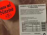 Jambon de Paris 4 tranches sans sel nitrité