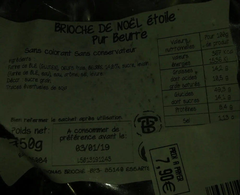 Brioche de noël étoile pur beurre