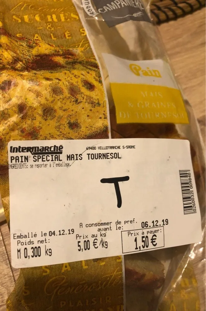 Pain au maïs et tournesol