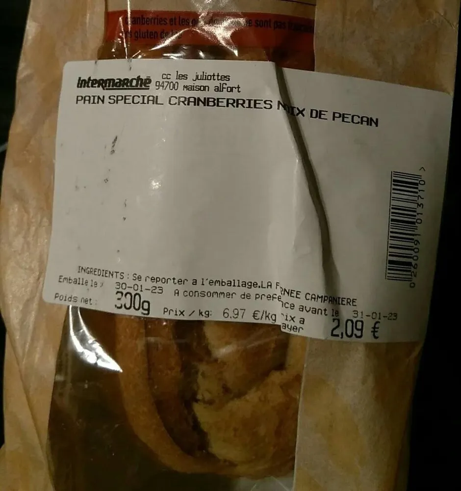 Pain spécial cranberry et noix de pécan