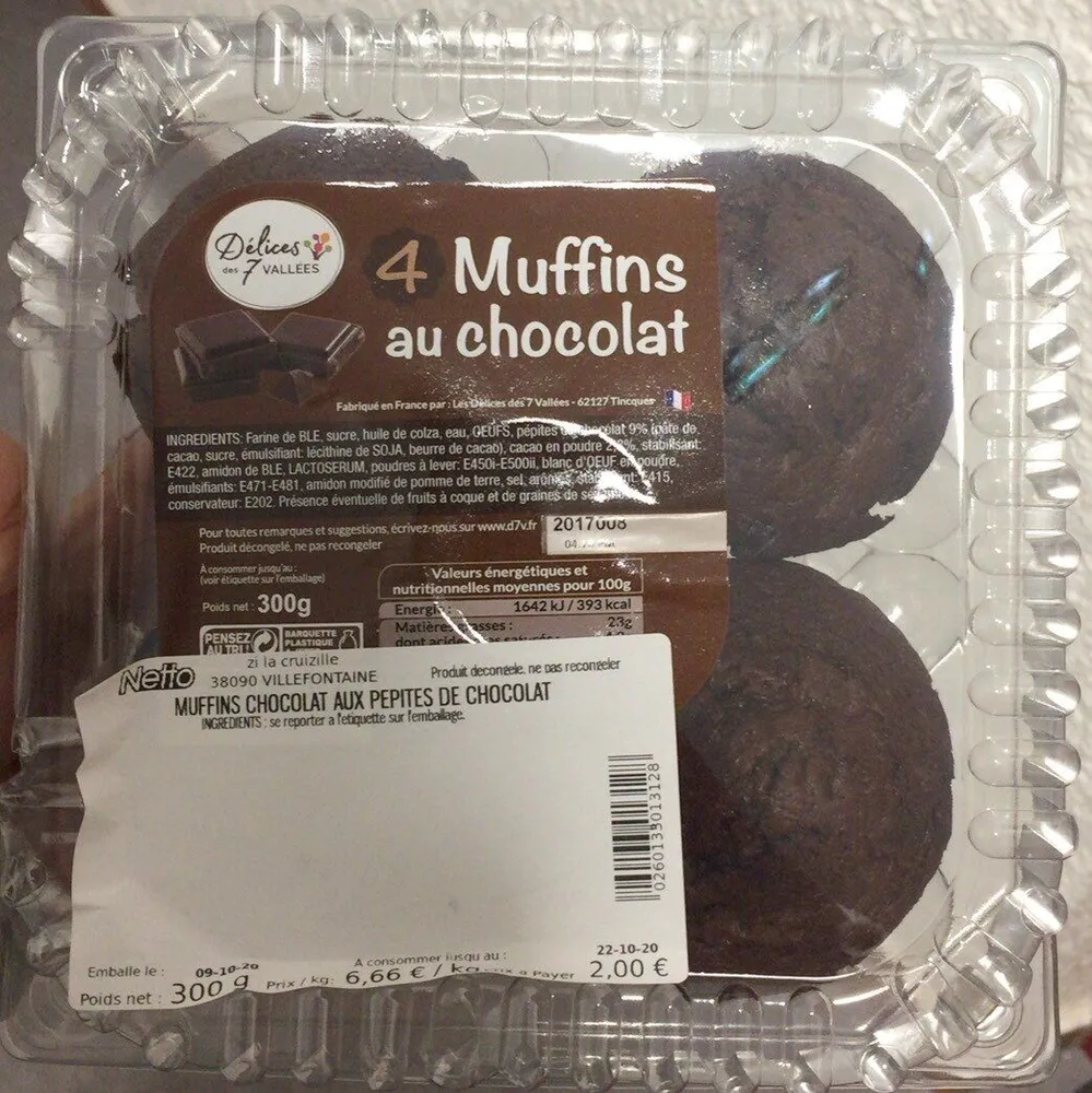 4 Muffins au chocolat