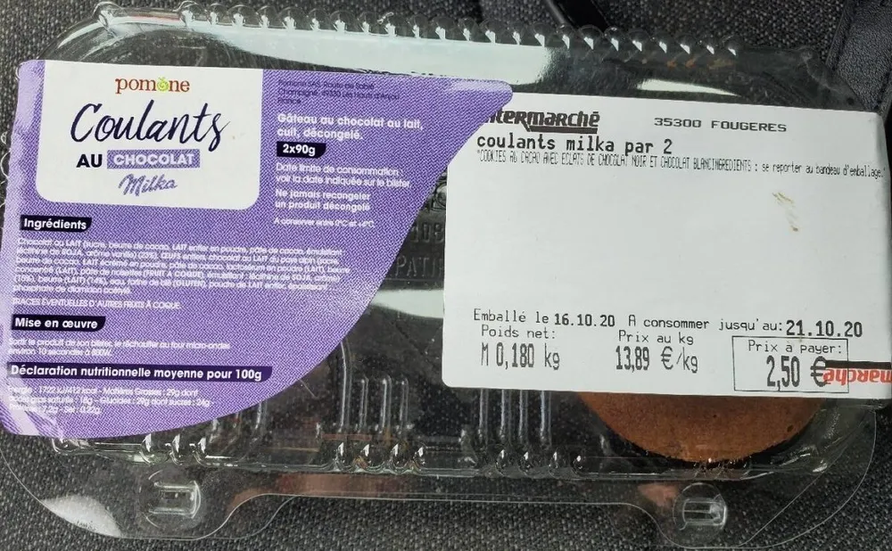 Coulants au chocolat milka