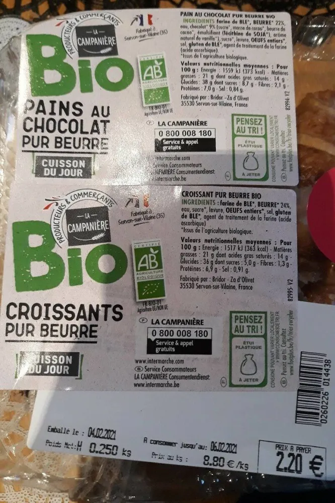 Pains au chocolat pour beurre