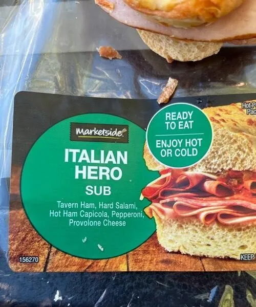 Italian hero sub sandwich 6 inch