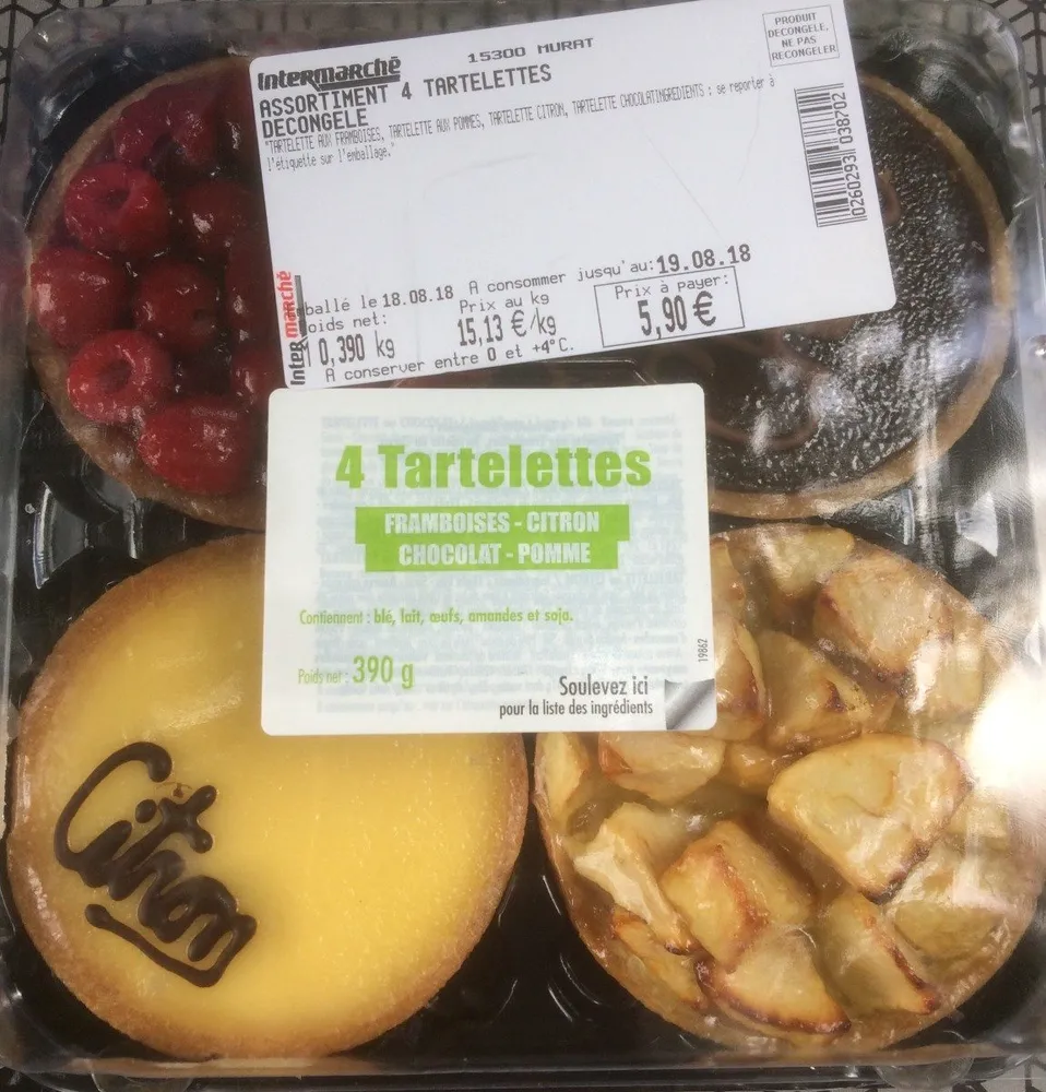Assortiment 4 tartelettes decongele