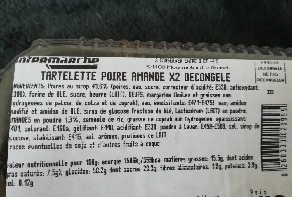 Tartelettes poire amande X2