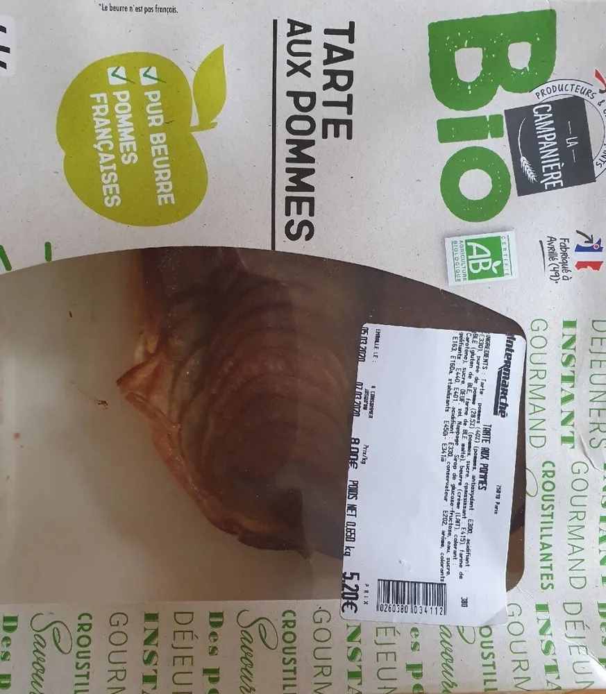 Tarte aux pommes bio