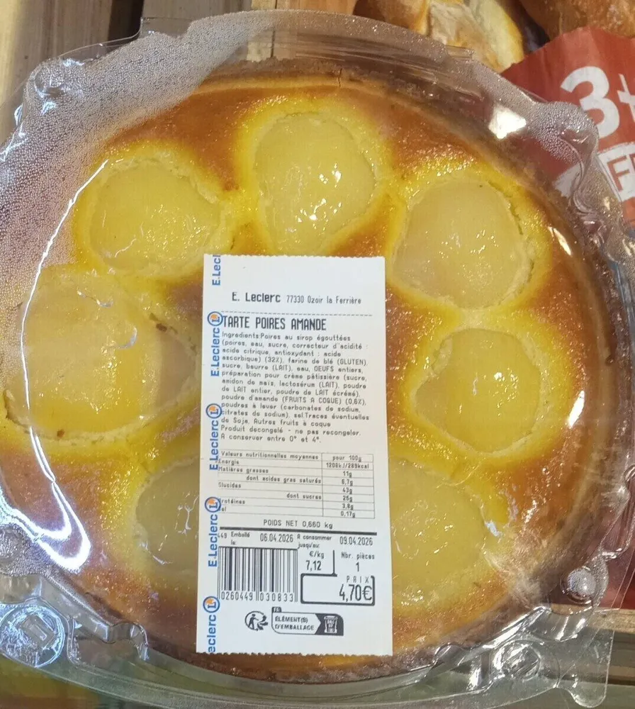 tarte aux poires amande