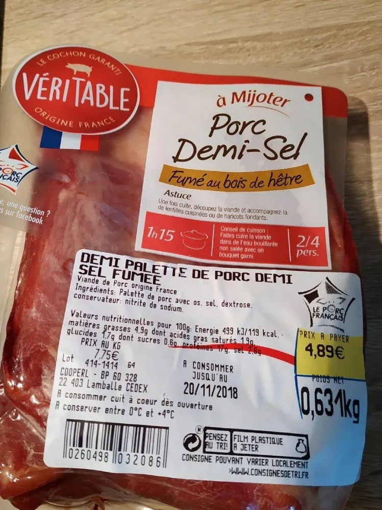 Demi palette de porc demi sel fumée