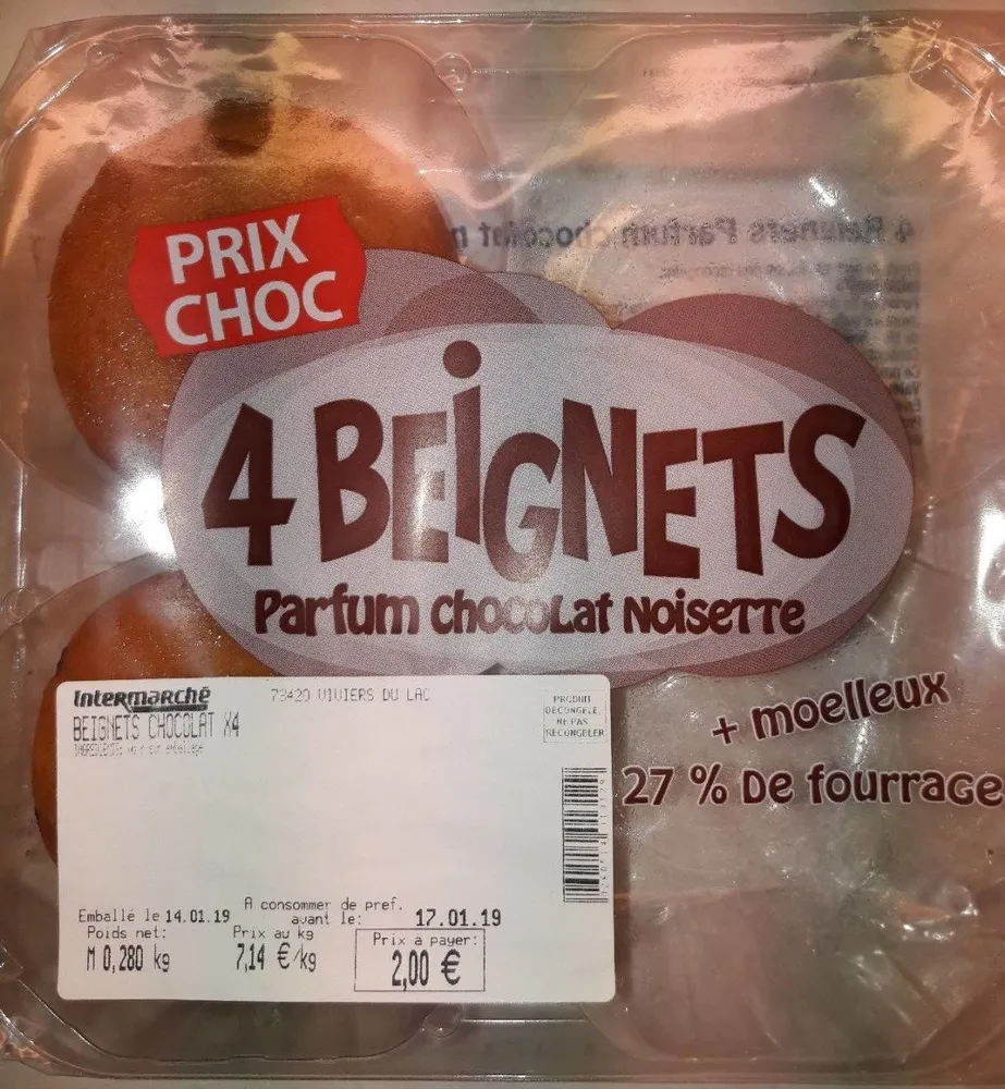 4 beignets parfum chocolat noisette