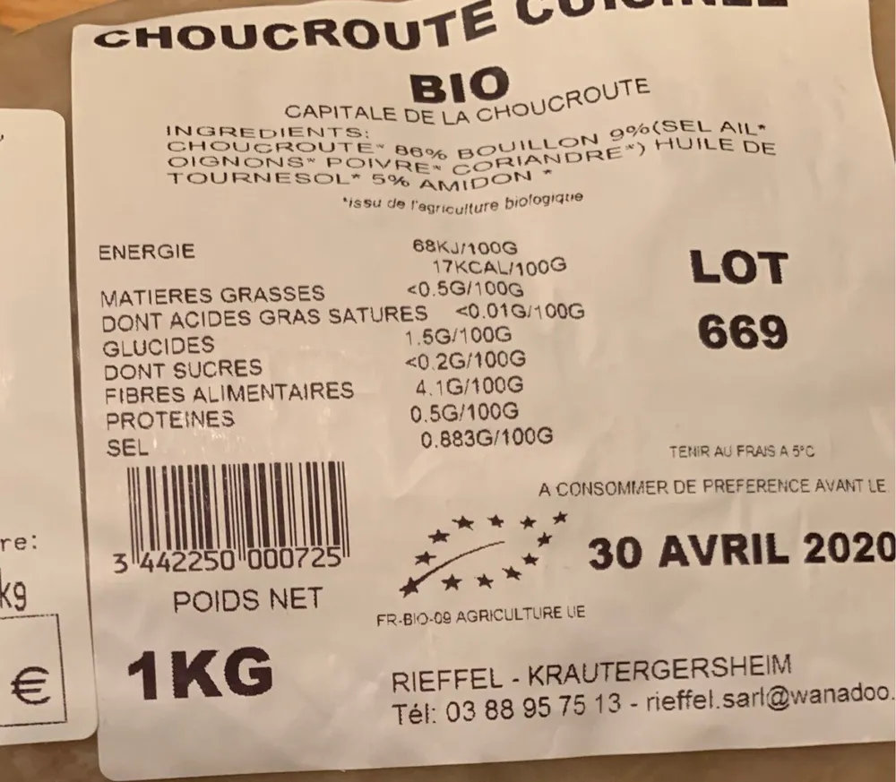 Choucroute cuisine bio