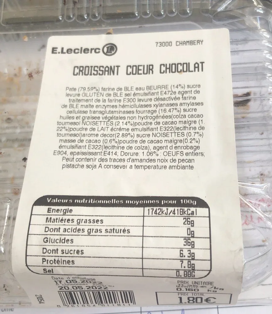 Croissant coeur chocolat