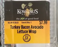Turkey Bacon Avocado Lettuce Wrap