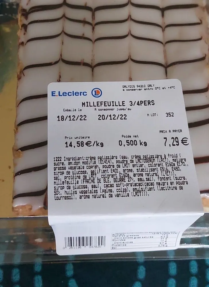 Millefeuille 3/4 personnes