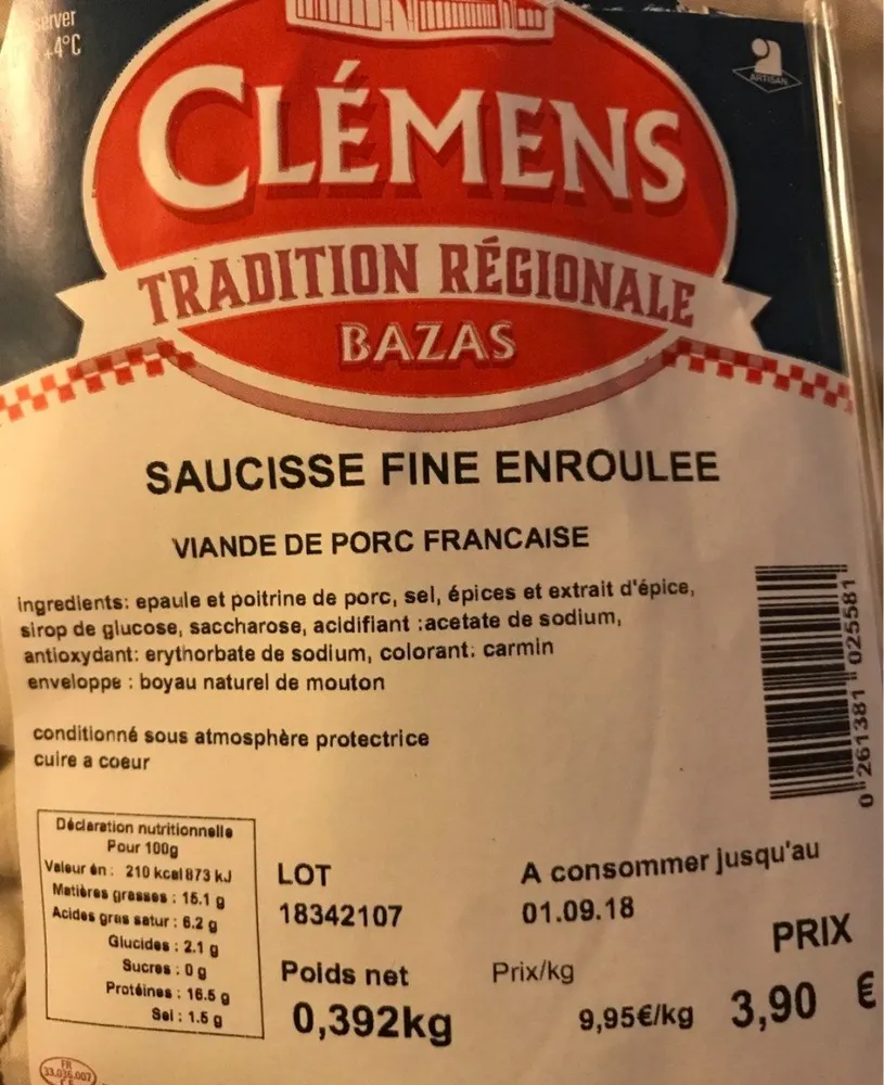 Saucisse fine enroulée