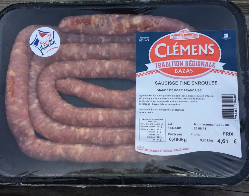 Saucisse fine enroulée