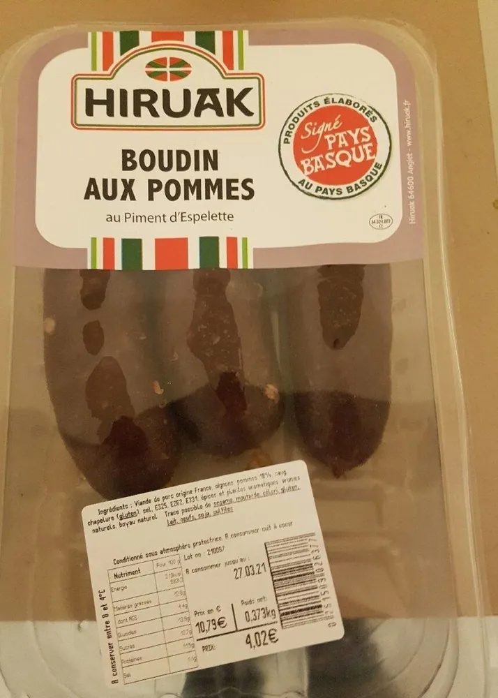 Boudin aux pommes au piment d'espelette