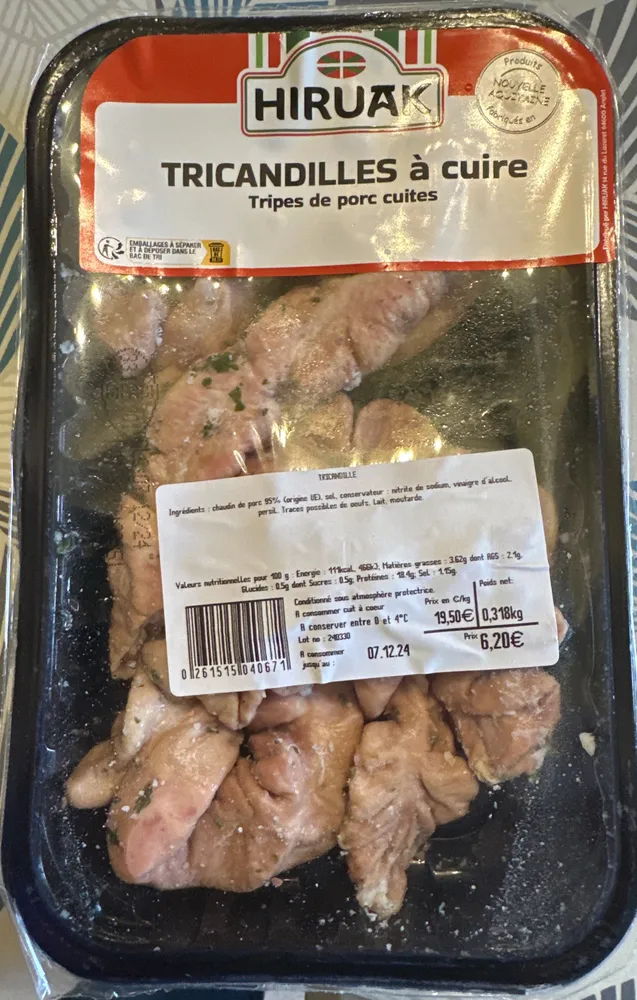 Tricandilles à cuire - Tripes de porc cuites