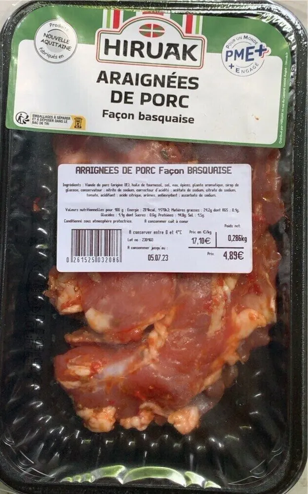 Araignées  de porc, façon basquaise