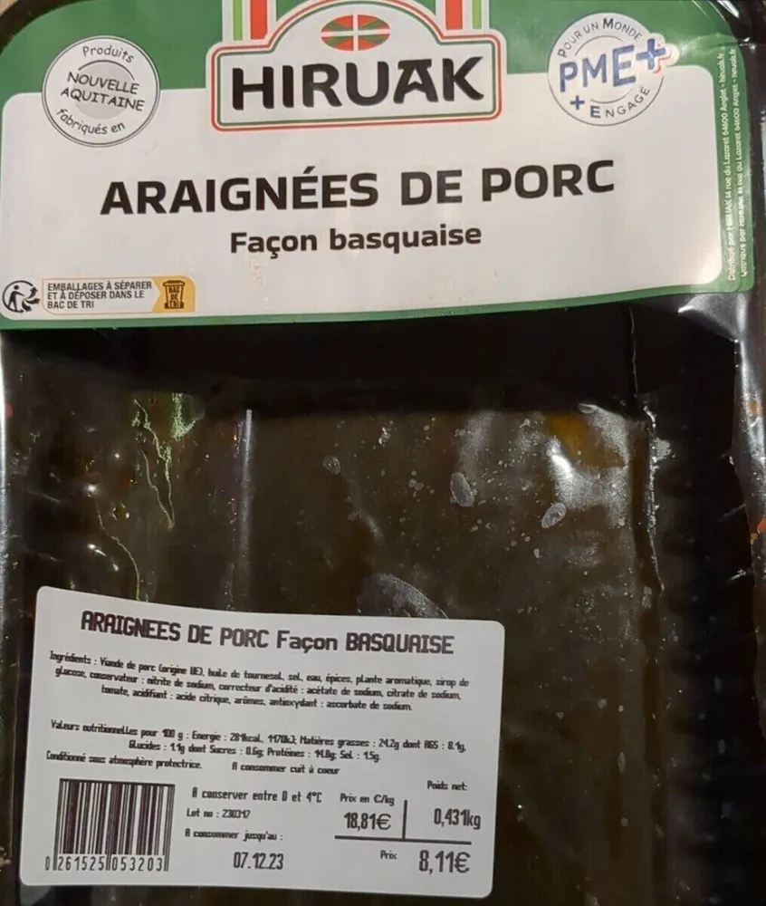 Araignée de porc façon basquaise